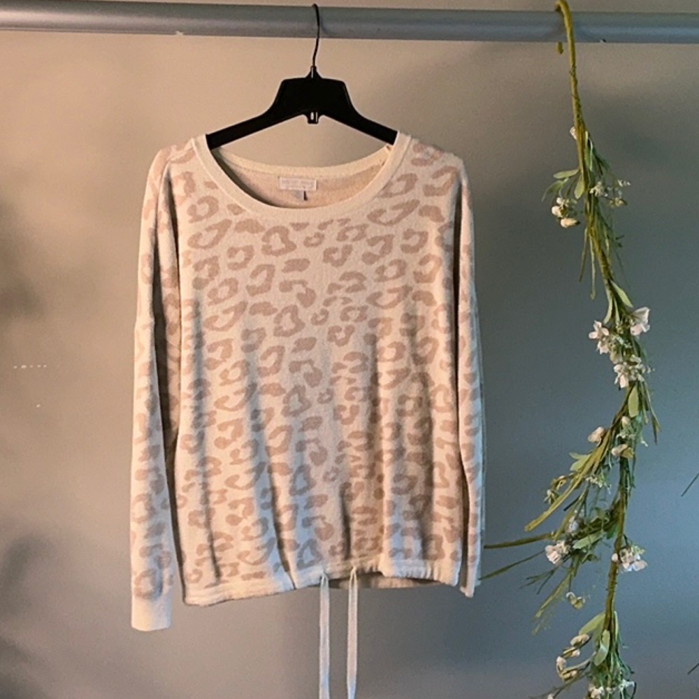Barefoot Dreams Cream and Tan Pajama Top